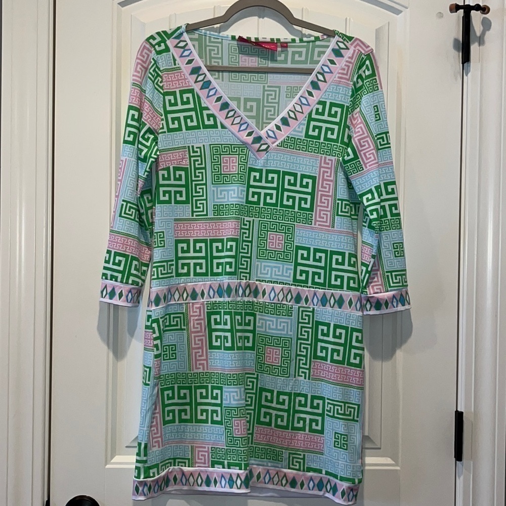 Adorable Margaret Joseph RHONJ long sleeve Beachy preppy dress pastels size M